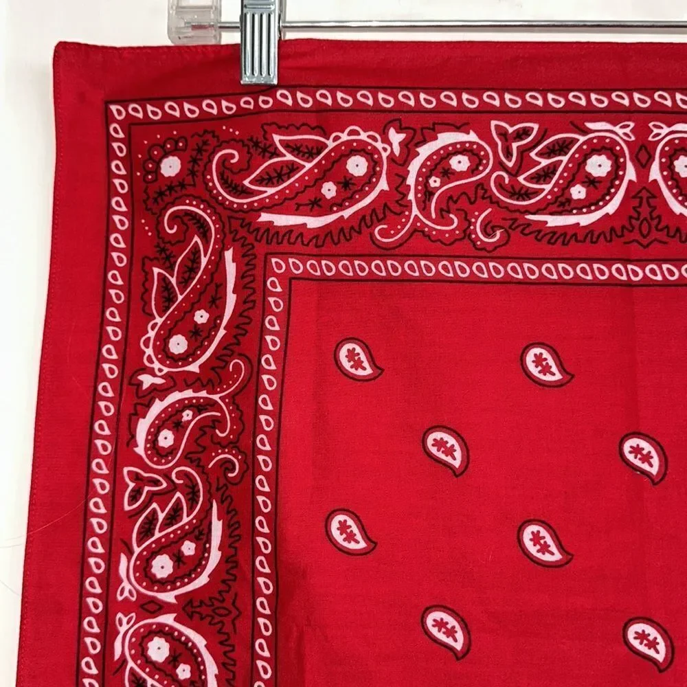Paris Accessories red,‎ white & black paisley print cotton bandanna square scarf